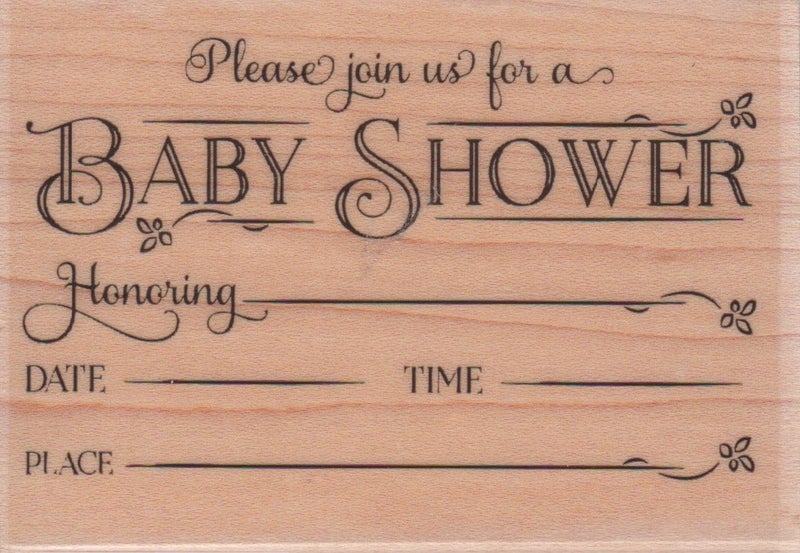 Baby Shower Invitation Wood Mounted Rubber Stamp (PS0979)